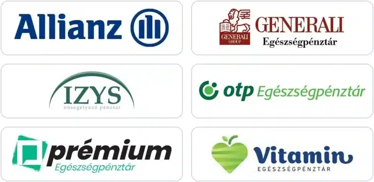 Az Allianz, a Generali, az IZYS, az OTP, a Prémium és a Vitamin egészségpénztár logója